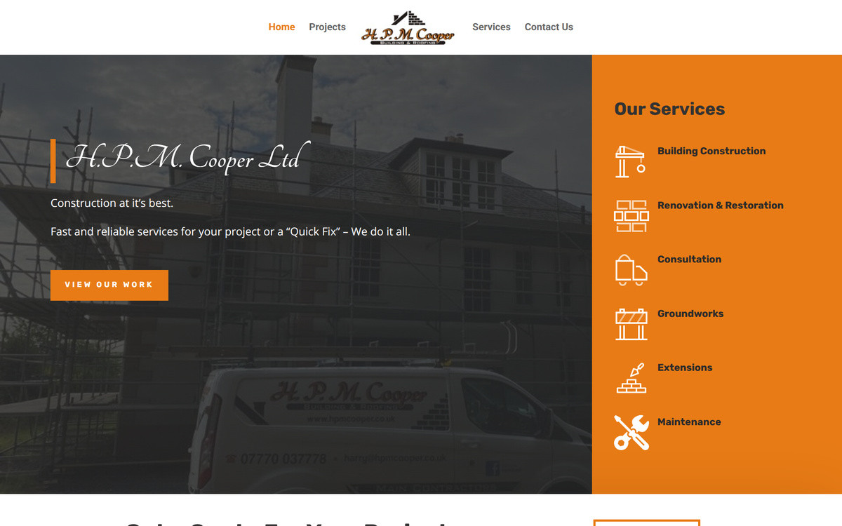 H.P.M. Cooper website homepage screenshot