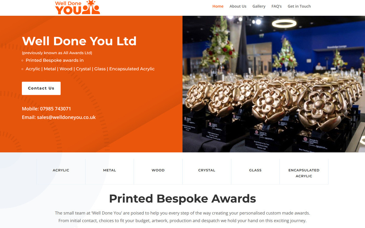 Well Done You website homepage screenshot